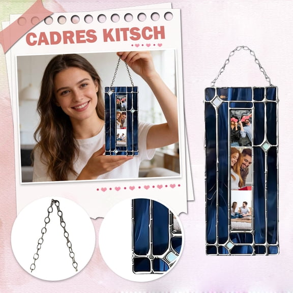 Handmade Stained Glass Photobooth Frame, Vertical Hanging Photo Strip Frame, Handcrafted Art Frames for Photo Booth Strips,Unique Gift for Memory Display