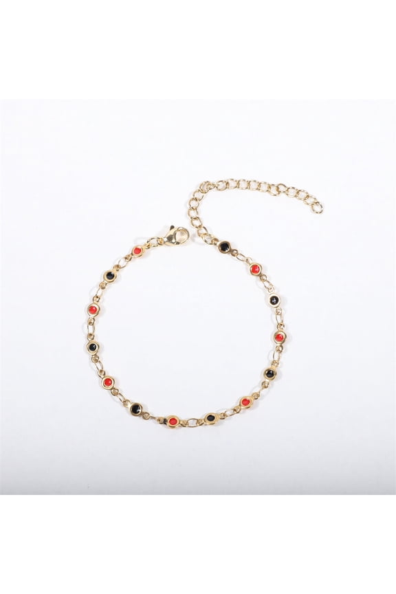 Unisex Stainless Steel Bracelet 18K Gold Plated Dripping Chain Geometric Round Element Design Fashion Jewelry Gift for