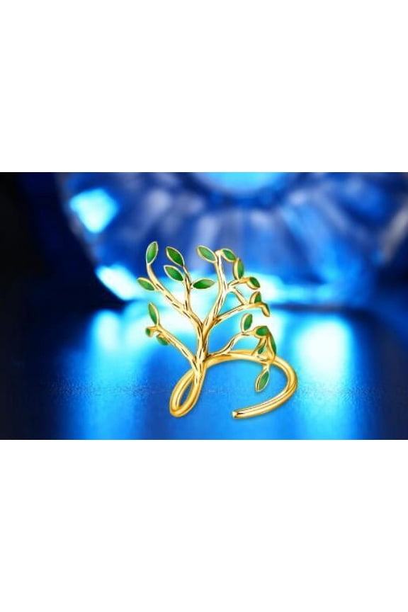 Sterling Silver Leaf Ring Vintage Forest Design Nature Inspired Jewelry for Women Unique 925 Silver Ring with Hand-Drop