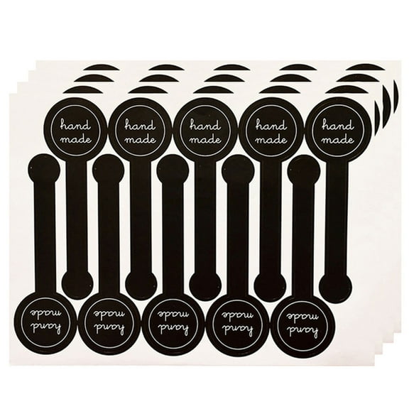 Handmade Stickers 100 Pcs/pack Black Long Adhesive Decal for Small Business Package Bakery Cake Gift Decor Supplies
