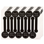 Handmade Stickers 100 Pcs/pack Black Long Adhesive Decal for Small Business Package Bakery Cake Gift Decor Supplies