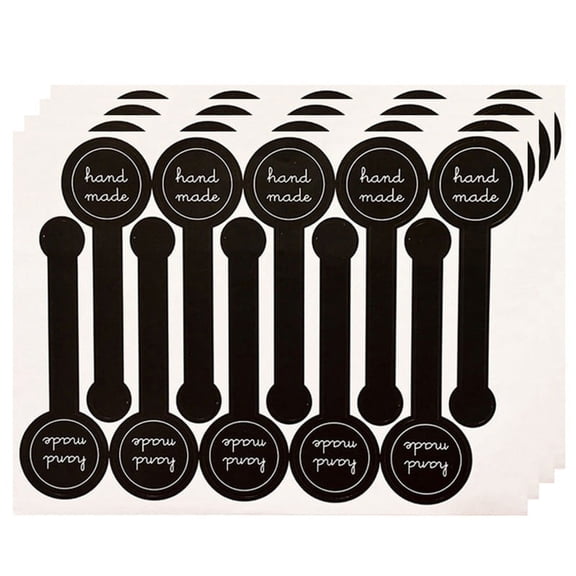 Handmade Stickers 100 Pcs/pack Black Long Strip Self Adhesive Decal Tag for Small Business Package Bakery Cake Gift