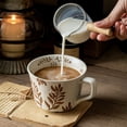 thumbnail image 1 of Handmade Stoneware Coffee Cup,Ceramic Mug Drinkware,Thick Durable Pottery,Embossed Branch Leaf Pattern,Large Capacity Home Office,Heat Resistant Microwave Safe,Stylish Coffee Tea Cup,Gift Tableware, 1 of 6