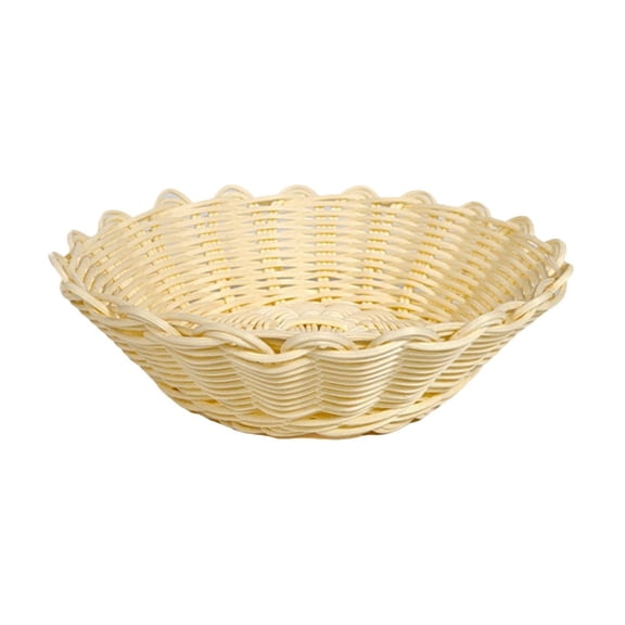 Handmade Storage Basket,Round Handmade Rattan Bread Baskets Round Wicker Fruit Basket for Serving, Wicker Bread Roll Serving Basket, Handwoven Basket Food Basket for Kitchen, 1Pc(Beige2,7.5x7.5x2.4")