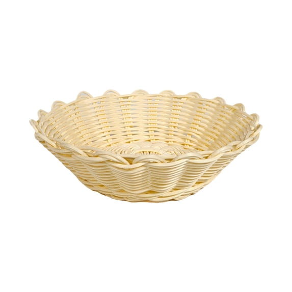 Handmade Storage Basket,Round Handmade Rattan Bread Baskets Round Wicker Fruit Basket for Serving, Wicker Bread Roll Serving Basket, Handwoven Basket Food Basket for Kitchen, 1Pc(Beige,9.8x9.8x2.8")
