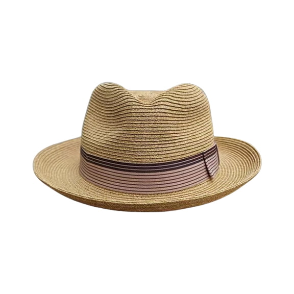 Handmade Straw Hat Elegant Braided Belt Decorated Sun Hat for Women Party British Beach Hat Straw Lady Knitted Straw Hat