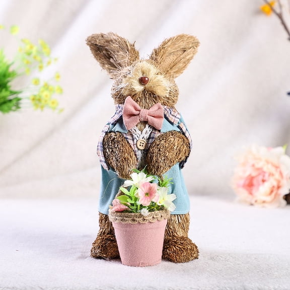 Handmade Straw Rabbit Ornaments - Unique Straw Weaving Animal Crafts for Home Decor