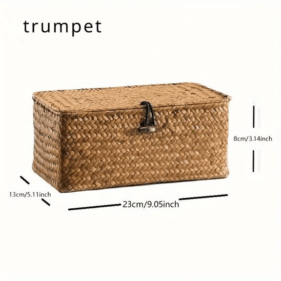 Handmade Straw Woven Vintage Storage Rack Basket, Desktop Storage Box, Gift Box, Bathroom Storage Basket, Underwear Storage Box
