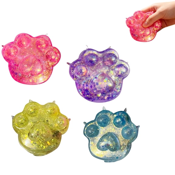 Handmade Stress Cat Paw Slush Ball Slow Rebound Sensory Squeeze Balls for Anxiety Relief & Focus Sand Filled Crunchy Squishies Balls for Adults - Portable Desktop Stress Relief Toys,Random Color 1PC