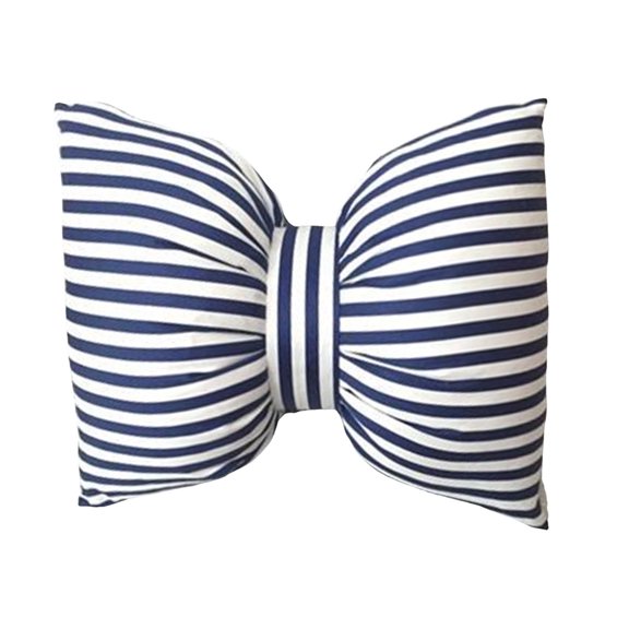 Handmade Striped Bow Pillow Cover Washable Decorative Cushion Protector for Sofa Car Neck and Waist Support