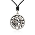 thumbnail image 1 of Handmade Sun Moon Yin Yang Silver Pewter Charm Necklace Pendant Jewelry With Cotton Cord, 1 of 1