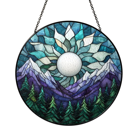 Handmade Sunburst Swirl Glass Sun Catcher, Stained Glass Style Window Art