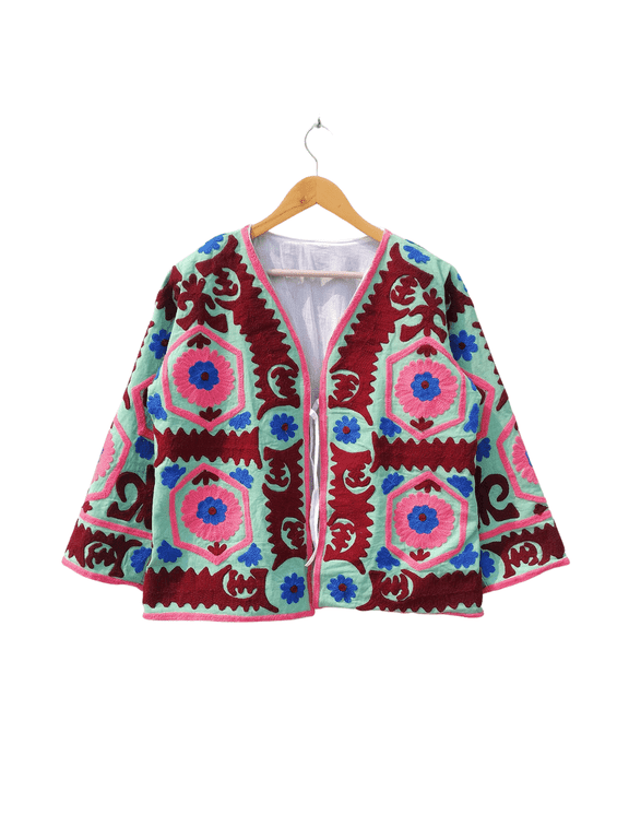 Handmade Suzani Embroidery Jacket, Winter Wear Jacket Coat