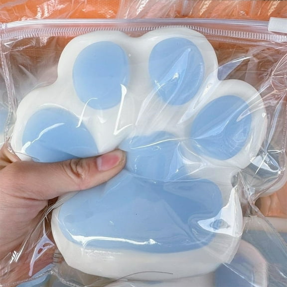 Handmade Taba Squishy Big Cat Paw Silicone Squeeze Toys for Stress Relief 5 Inch Giant Cat Paw Squishy Fidget Toys for Anxiety&Relaxation|Desk Accessory for Adults Kids| Party Favors(Blue)