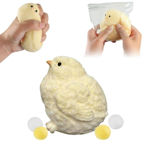Handmade Taba Squishy Chick Ultra Soft Squishy Fidget Squeeze Toys, TPR Squeeze Toys for Stress Relief Sensory Toys, Squishies for Adults Party Favors Pinch Family Squishy Toys (Chic)