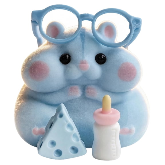 Handmade Taba Squishy Hamster Toy, Cute Squishy Hamster Fidget Toy, Realistic Hamster Toy, Soft Silicone Mochi Furry Toy, Stress Relief Gift for Adults & Kids, Sensory Anxiety Plushie(Blue)