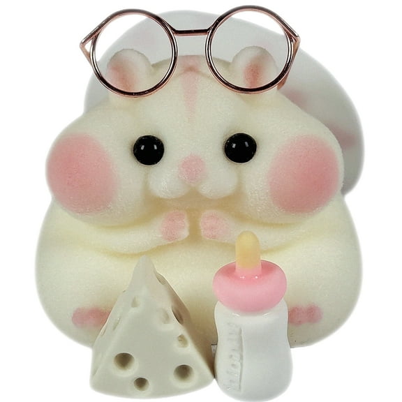 Handmade Taba Squishy Hamster Toy, Soft Silicone Mochi Fidget Toy, Cute Stress Relief Gift (White)