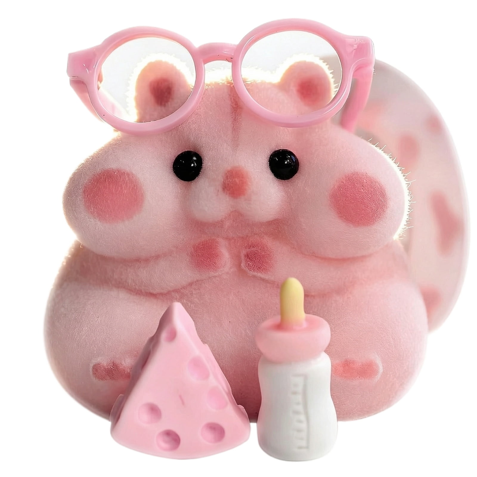 Handmade Taba Squishy Hamster Toy, Cute Squishy Hamster Fidget Toy, Realistic Hamster Toy, Soft Silicone Mochi Furry Toy, Stress Relief Gift for Adults & Kids, Sensory Anxiety Plushie(Pink)