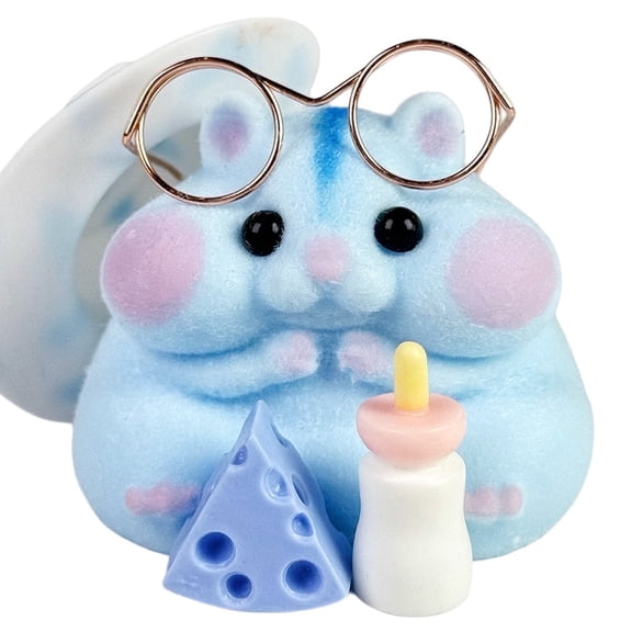Handmade Taba Squishy Hamster Toy, Soft Silicone Mochi Fidget Toy, Cute Stress Relief Gift (Blue)