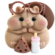 Handmade Taba Squishy Hamster Toy, Soft Silicone Mochi Fidget Toy, Cute Stress Relief Gift (Brown)