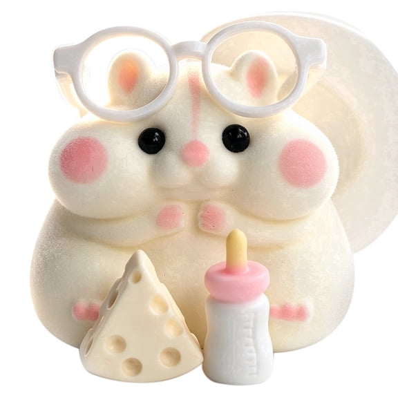 Handmade Taba Squishy Hamster Toy, Soft Silicone Mochi Fidget Toy, Cute Stress Relief Gift (White)