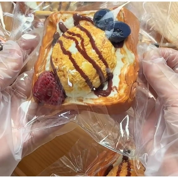 Handmade Taba Squishy Toast,2025 New Large Toast Silicone Squishy Toys ,Cute Soft Squeeze ToysSquishy Sensory Fidget Toys,Birthday Xmas Gifts (Ice Cream sidos)