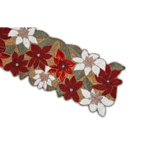 Handmade Table Runner, Floral Beads Table Runner, Multicolor Table Runner 13X36 Inch