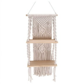 Handmade Tassel Macrame Wall Hanging Shelf Boho Cotton Rope Shelf