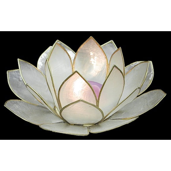 Handmade Tealight Holder (5.5" wide) Made from genuine, natural Capiz Shells. Tropical Decorating by Florida Shells and Gifts