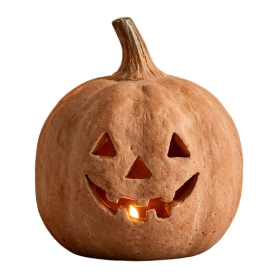 Handmade Terracotta Pumpkin Jack O' Lantern, Halloween Fall Terracotta Pumpkin Lantern Ornament, Autumn Farmhouse Table Festival Decoration for Home Porch Mantel Room Decor (Orange)