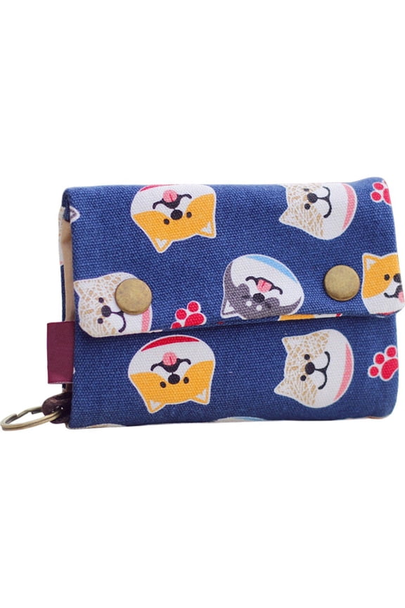 Handmade Three Fold Wallet Simple Short Zipper Purses Fabric Multi-function Key Bag Card Holder with Multiple Card Slots for Adults