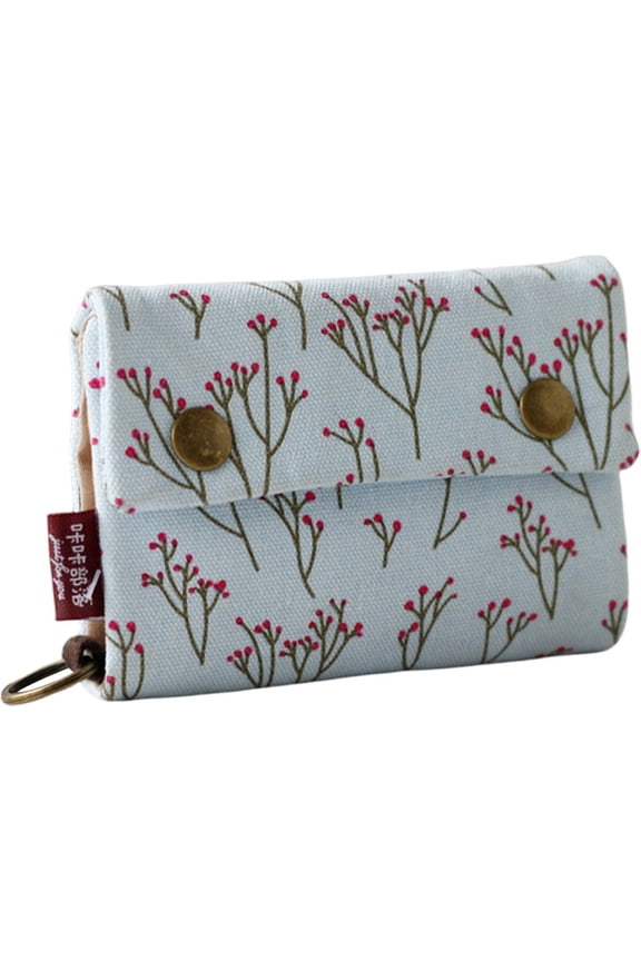 Handmade Three Fold Wallet Simple Short Zipper Purses Fabric Multi-function Key Bag Card Holder with Multiple Card Slots for Adults