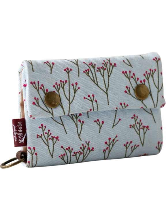 Handmade Three Fold Wallet Simple Short Zipper Purses Fabric Multi-function Key Bag Card Holder with Multiple Card Slots for Adults