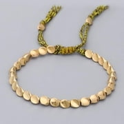 Handmade Tibetan Copper Bead Rope Bracelet & Bangles Unisex Wax Thread