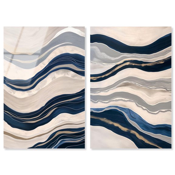 Handmade Tides Duo Acrylic Print Framed Wall Art Set By Art Remedy, Ready To Hang, 10 x 15