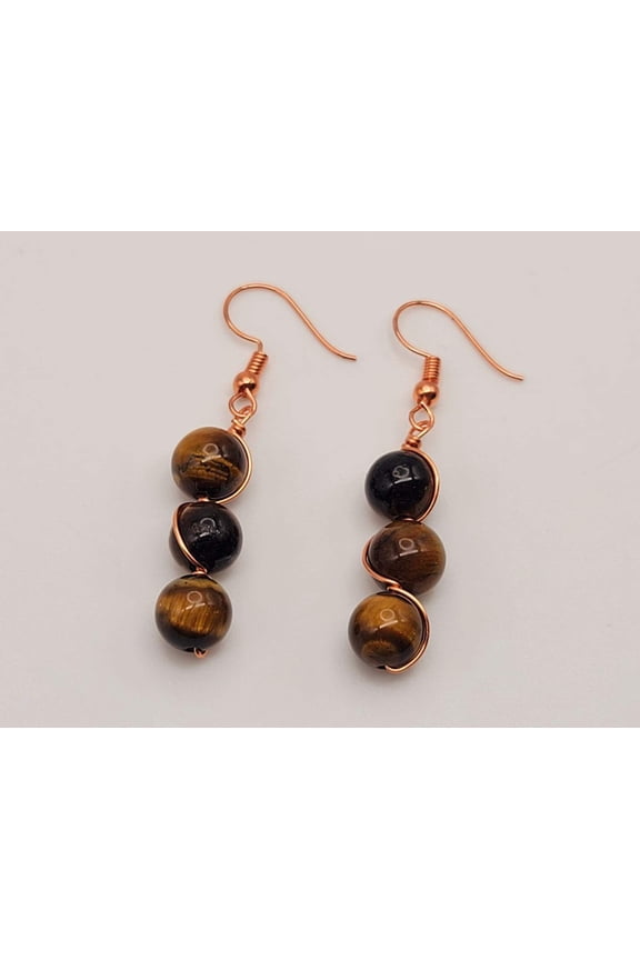 Handmade Tiger's Eye Natural Drop Earrings , Stone Tiger's Eye