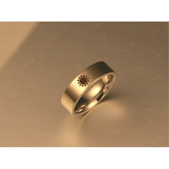 Handmade Titanium Steel Couple Rings for Men and Women, Sun and Moon Pattern, Affordable Luxury Style, Matching Promise Rings
