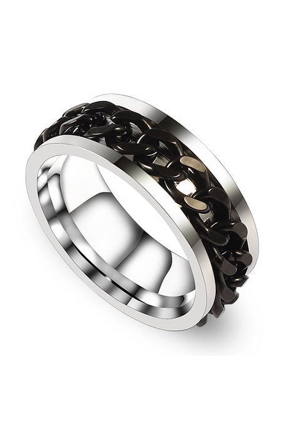 Handmade Titanium Steel Rotatable Ring Geometric Ellipse Design Durable Stylish Niche Accessory for Daily Wear Blue