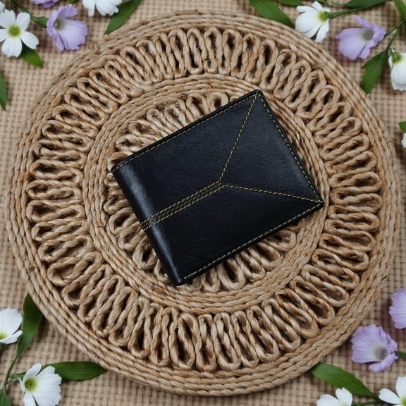 Handmade Top Grain Black Leather Wallet, RFID Blocking