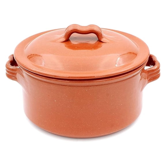 Handmade Traditional Portuguese Terracotta Cazuela Cooking Pot With Lid