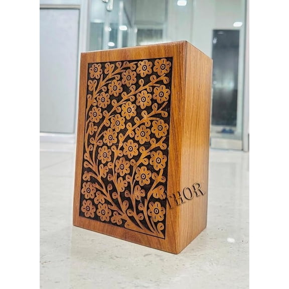 Handmade Tree of Life Urns for Human Ashes Adult Large Cremation Urns Funeral Urns Engraved Burial Urns Decorative Cremation Boxes with Lid