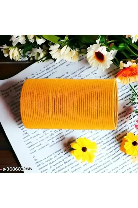 Handmade Turmeric Color 36 PCS Velvet Metal bangle bracelet For Girls Made In India High Quality Bangles Set For Girls And Women