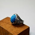 thumbnail image 1 of Handmade Turquoise Ottoman Ring: 925 Sterling Silver Vintage Statement, 1 of 7