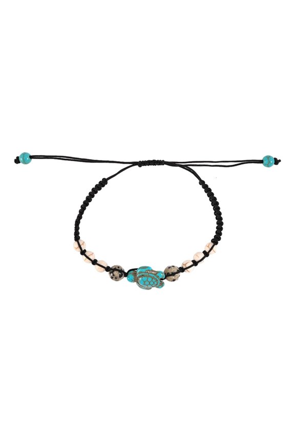 Handmade Turquoise Turtles Bracelet for Women and Men Stretchy Elastic Handchain Beach Accessory Christmas Jewelry Gift