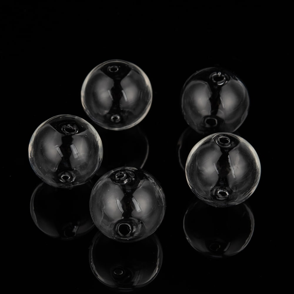 Handmade Two Holes Blown Glass Globe Beads Round Clear 20mm Hole: 2mm