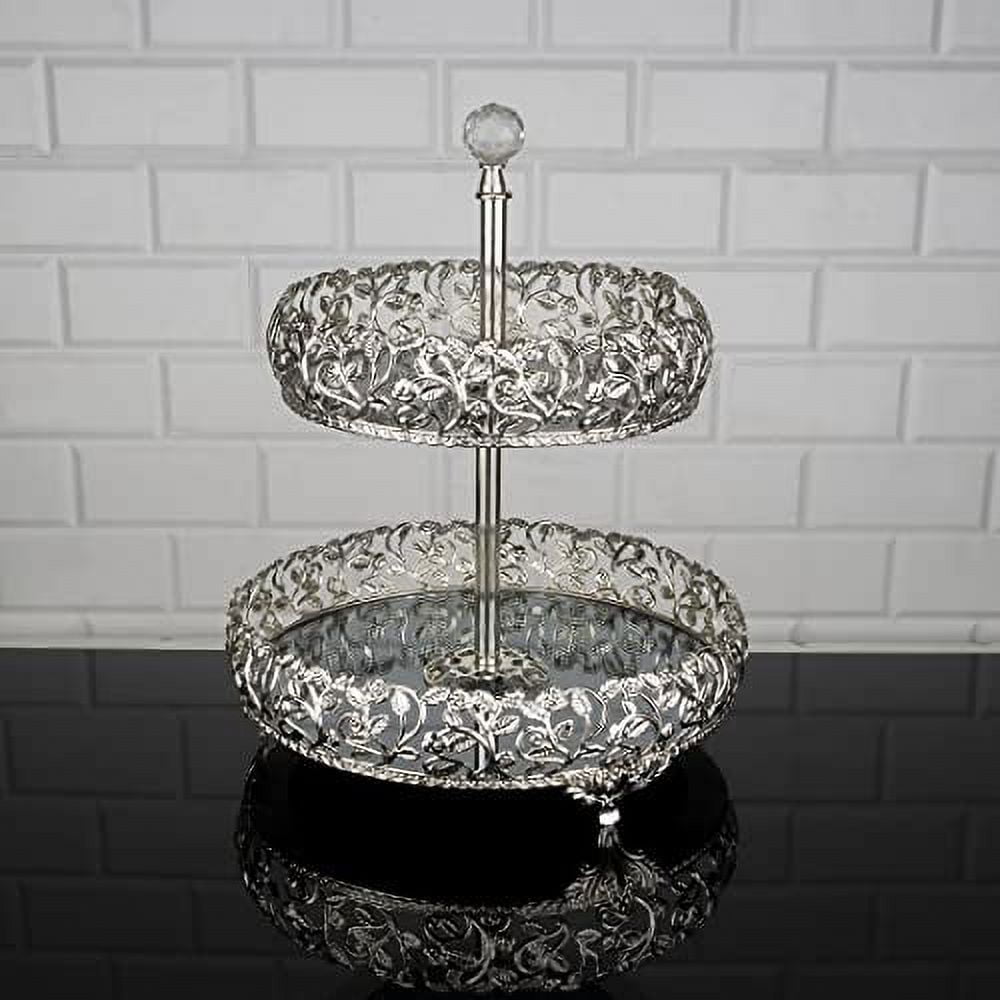 Handmade Two Tier Mirrored Tray for Dessert Table, Fancy Jewelry ...