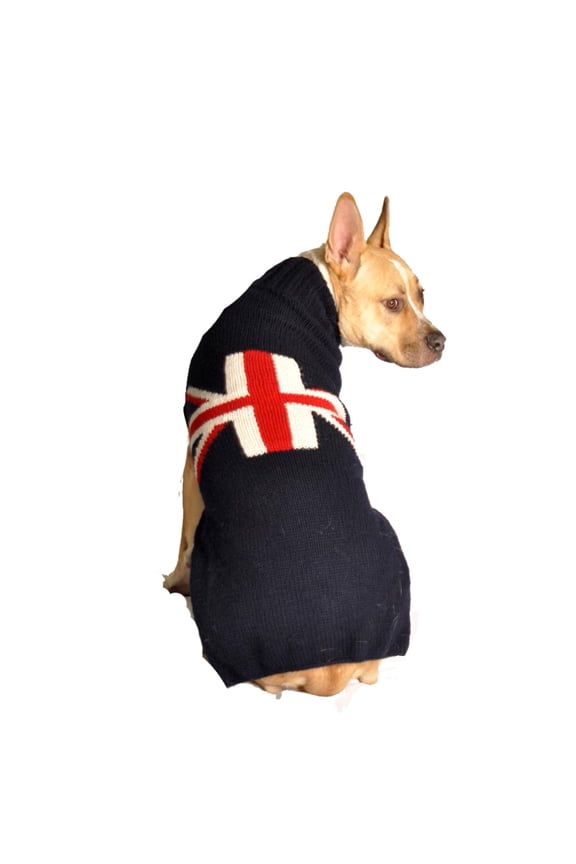 Handmade Union Jack Wool Dog Sweater - 3X-Large