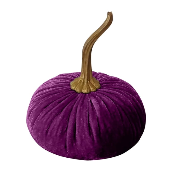 Handmade Velvet Pumpkins Decor 6Inch Soft Stuffed Pumpkin Artificial for Fall Halloween Thanksgiving Harvest Embellishing Display Wedding Centerpiece Home Mantle Purple 1PC