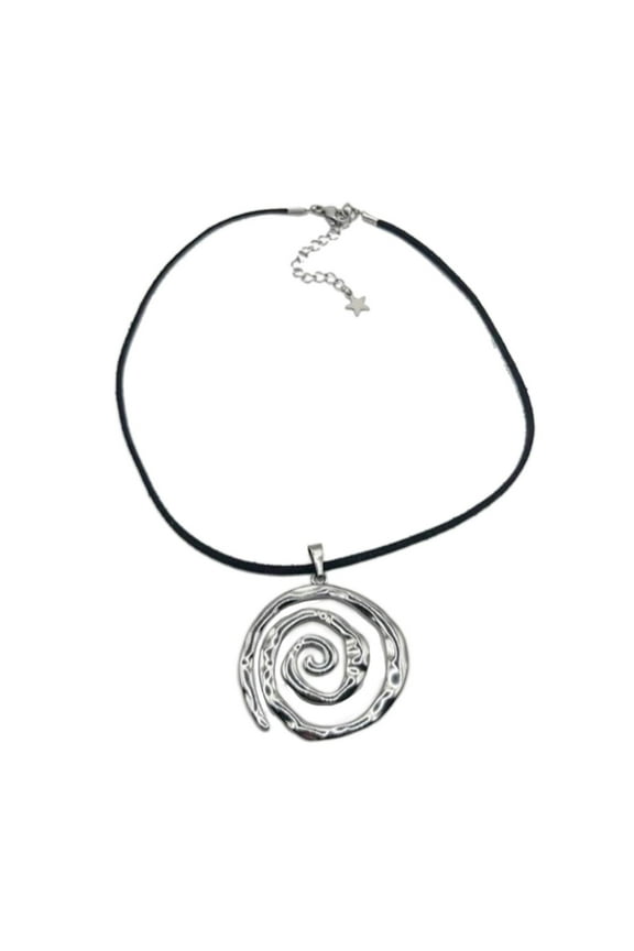 Handmade Velvets Rope Choker Chic Necklace with Swirl Pendant Goth Style Jewelry