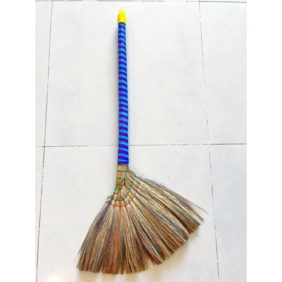 Handmade Vietnamese Straw Broom 40" Length, Color May Vary